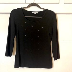 Karen Kane Black 3/4 Sleeve Top with Sparkle-Dots on the Front So Soft!